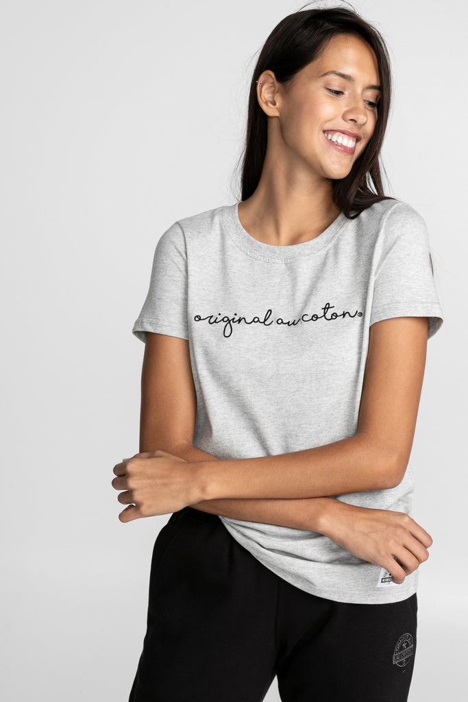 Calligraphy embroidery jersey T-shirt - Original Au Coton
